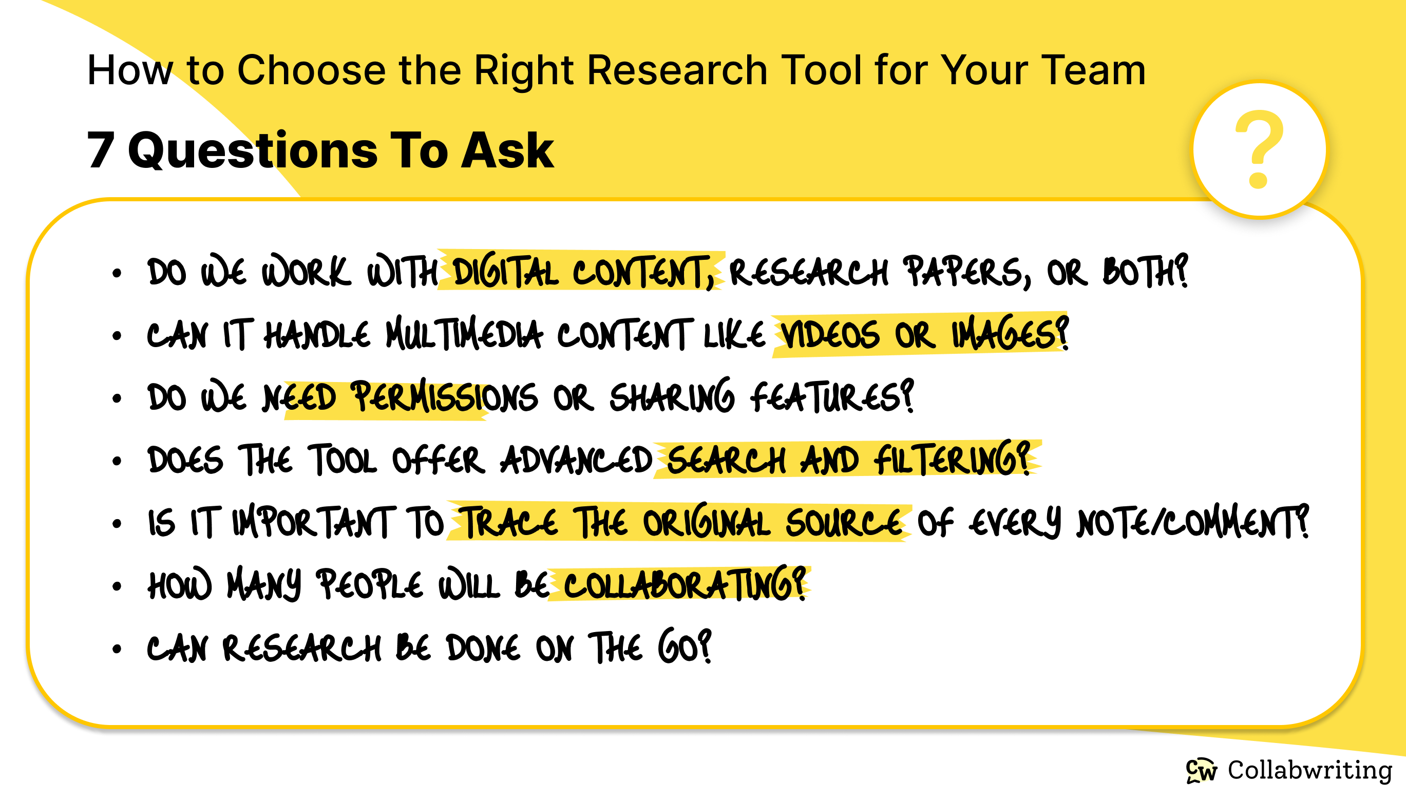 How to Choose the Right Research Tool for Your Team - 7 Questions To Ask